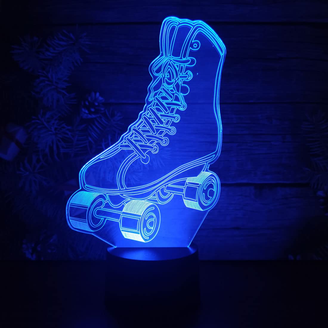 Comiwe Quad Roller Skates 3D Illusion Night Light,16 Colours Change Smart Touch & Remote Control,Home Decor LED Bedside Table Lamp,Christmas Birthday Gift for Girls Boys Kids Adults Friends & Family