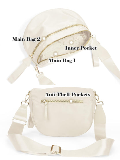 Pure Colour Crossbody Bag Bum Bag for Women,Spacious Purse Fanny Packs Belt Bag,Oversized Bum Bag (Colour Bum Bag-Beige)