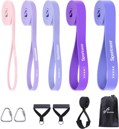 Resistance Bands for Working Out Women, Sportneer 5-130lb Exercise Bands 5 Levels Pull Up Bands with Handles & Door Anchor - Resistance Bands for Physical Therapy Stretching & Resistance Training