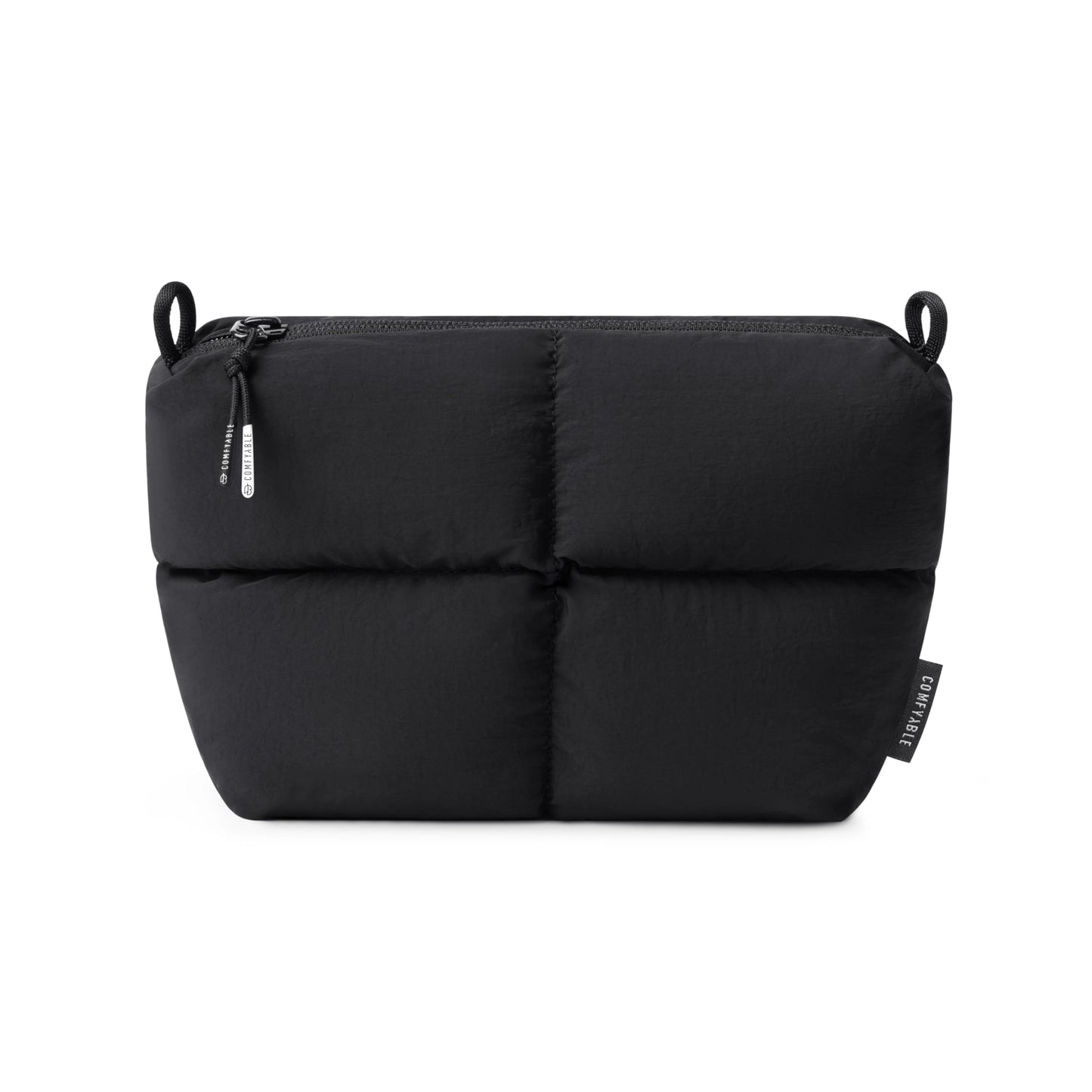 Comfyable Puffy Electronics Organizer Travel Case, Cute Tech Pouch for Women Men, Cable Storage Bag for Charger, Phone, Power Bank, Cord, Compact Tech Accessories Pouch, Black