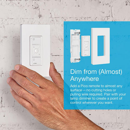 Lutron Caseta Plug-In Smart Lamp Dimmer Switch (Lutron Hub Required), Smart Light Switch Dimmer for Floor & Table Lamps, LED Lights, White (PD-3PCL-WH)
