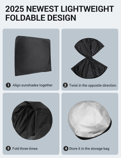 Proadsy 2025 Upgrade Windshield Sun Shade Custom Fit 2010-2025 Toyota 4Runner Sunshade 4-Layer Foldable Front Sunshade Protector Sun Visor Blocks UV Rays Keep Car Cooler Accessories