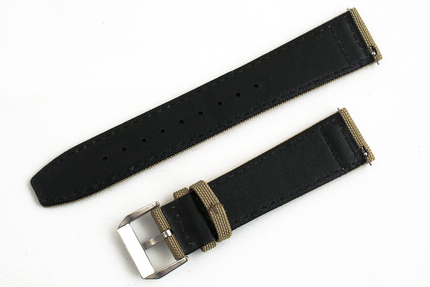 StrapHabit Quick Release Watch Band Replacement Sailcloth Watch Strap - 20mm 22mm Nylon & Leather Watch Strap (Black, 19mm)