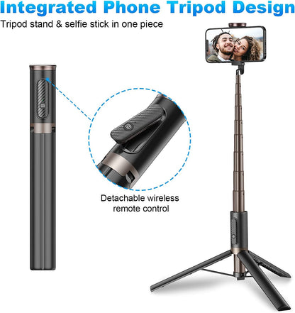 TONEOF 68" Magnetic Selfie Stick Tripod with Aluminum Strong Magnetic Holder for Magsafe, 360° Rotatable Travel Phone Tripod Stand with Metal Ring & Rechargeable Remote for iPhone/Android(Beige Gray)