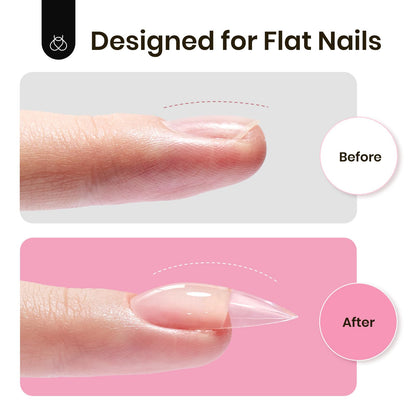 Beetles Tipex Gel Nail Kit, Medium Almond Nail Tips 224 Pcs 16 Sizes Pre-Building Pre-Etched Thick Acrylic Tips with Tipex Glue, Mini Lamp