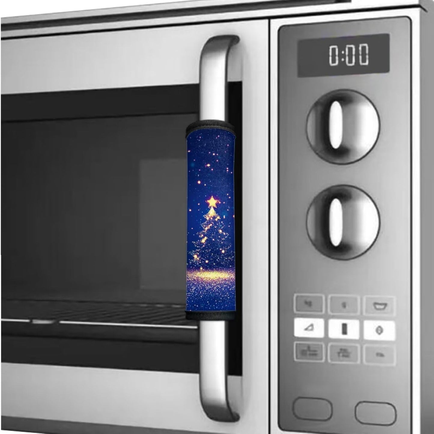 Txsniver Refrigerator Door Handle Covers Washable Neoprene Kitchen Appliance Gloves with Hook and Loop Fastener Handle Protector Home Decor, 6 PCS,Christmas Star Tree Topper Deep Blue