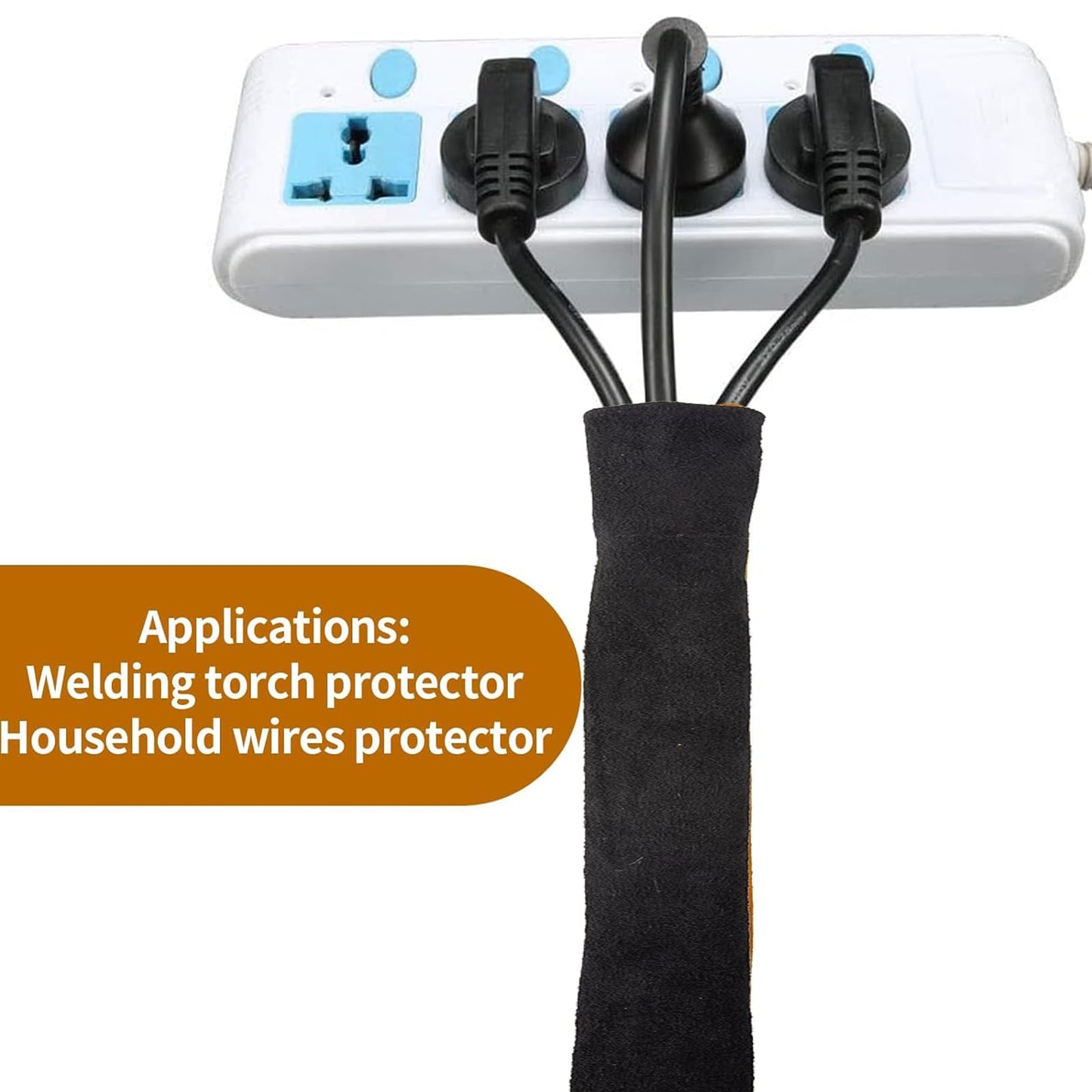 TIG Welding Torch Cable Cover,TIG Mig Cowhide Leather Welder Torch Protection Cable Covers,Heavy Insulation Flame-Resistant with Zipper Kevlar Stitched Hose sleeves (Dark Brown Magic Tape)