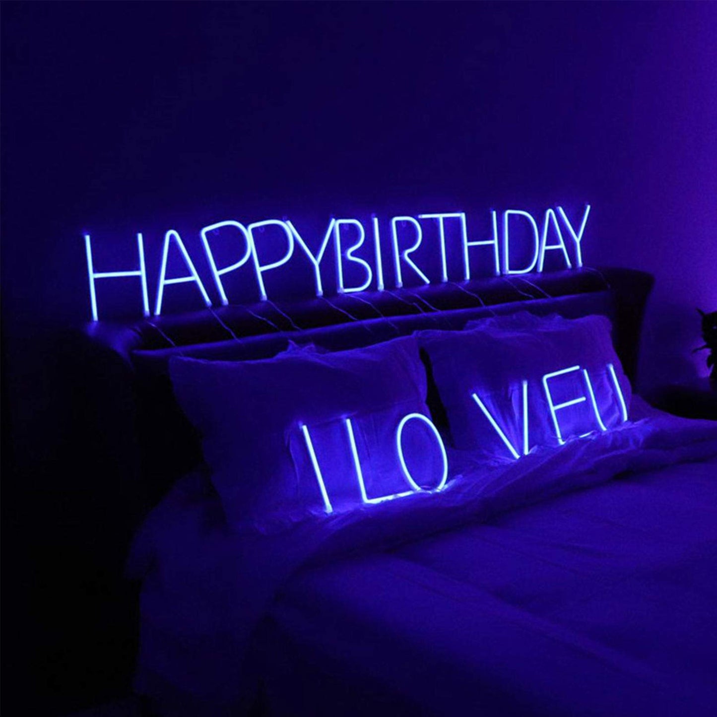 ENUOLI Blue LED Neon Letter Light, USB Batteries Operated Letter Sign for Night Light Lamp Words for Valentines Day, Home, Indoor Wall Decor (R)