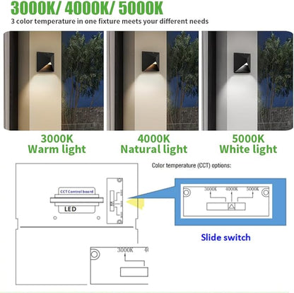 QQCherry Outdoor Light Fixtures Wall Mount Dusk to Dawn, Porch Lights with 3 Lighting Mode(3000K/4000K/5000K), Waterproof Exterior Outdoor Wall Lights for House Front Door Patio Garage(Black)
