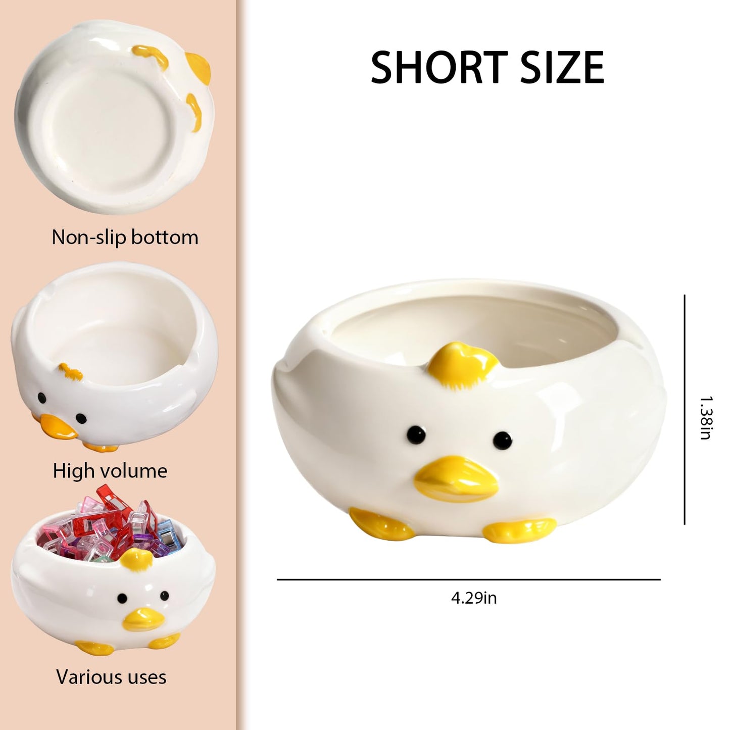 Desk Organizer Set of 2 For Office School Ceramic Pen and Paper Clip Holder for Desk Cute Cartoon Animal Stand Pencil Cup Pot Desk Organizer - Set incl. Ceramic Pen Holder and Paper Clip Holder