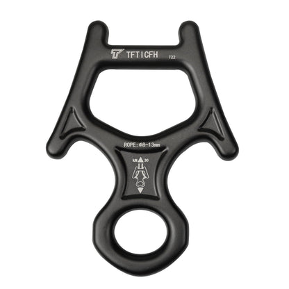 TFTICFH Figure 8 Descender, 30kN Climbing Descender, Heavy Duty 7075 Aluminum Belay & Rappel Equipment for Climbing, Mountaineering, Arborist, Caving, Aerial Yoga, Black