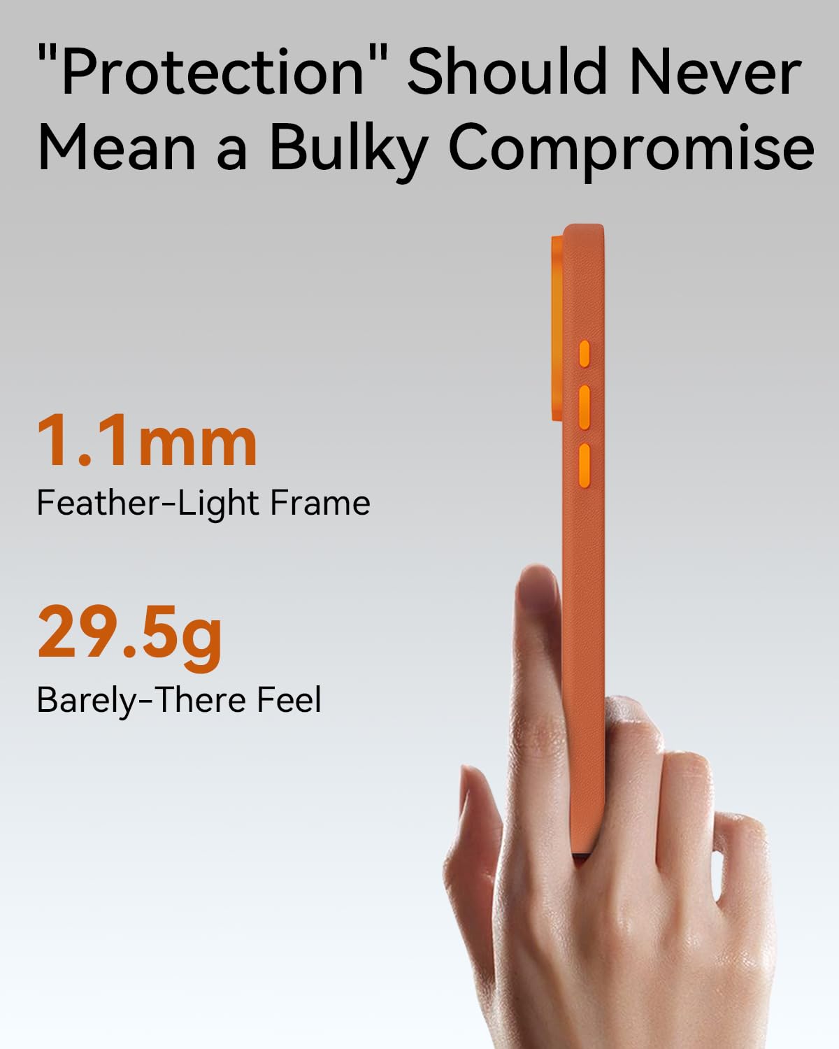 RAPTIC Urban Nano Leather Case Compatible with iPhone 17 Pro - Compatible with Magsafe & Wireless Charging, Aluminum Control Buttons, Dual-Layer Construction, Orange