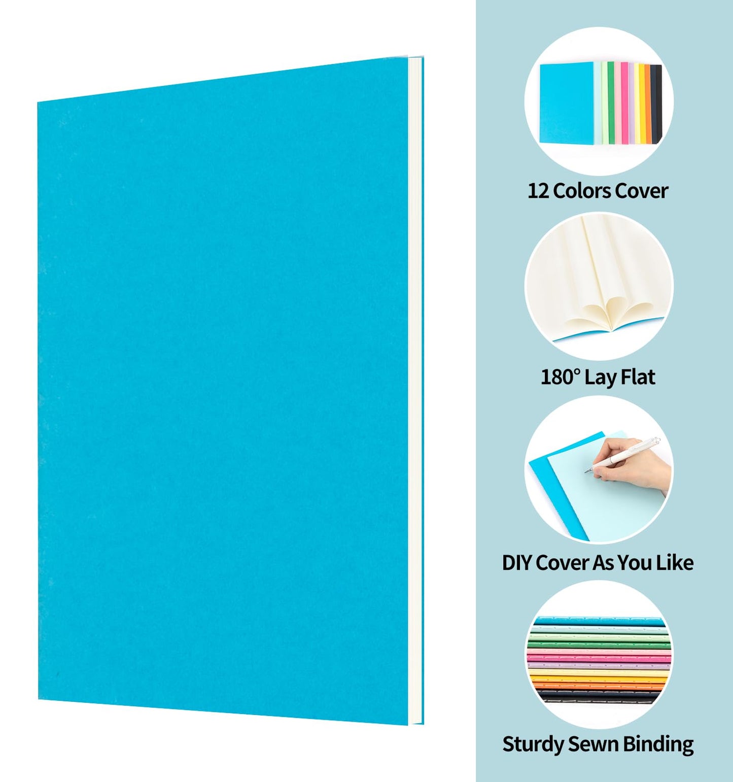 ALKALO 24 Pack Colorful Blank Notebooks for writing, Journals Bulk, A5 Composition Books, 8.3x5.5 Inch, 60 Pages, 30 Sheets Sketchbooks for Office School Travel Supplies (Blank-24 pack, 12 Colors)