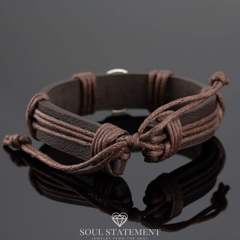 Soul Statement Genuine Leather Wrap Baseball Drip Bracelet for Teens and Men – Adjustable Cord with Stainless Steel Baseball Charm – Athletic Jewelry, Easter Basket Stuffer for Teenagers (Baseball)