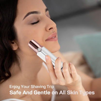 Facial Hair Removal for Women, Electric Painless Rechargeable Facial Hair Remover for Face, Lip, Chin with 2 x Replacement Heads
