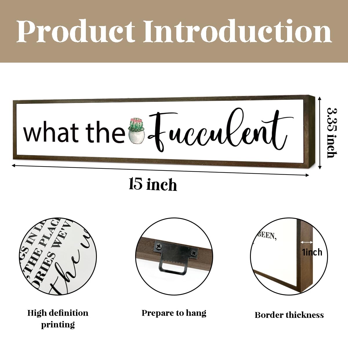 What the Fucculent Sign, Plant Lover Sign, Farmhouse Decor for Entryway, Cactus Decor, Small Wood Signs, Succulent Gift, Plant Decor Gift, Home Wall Decor Wood Framed, Wooden Box Sign Desk Décor
