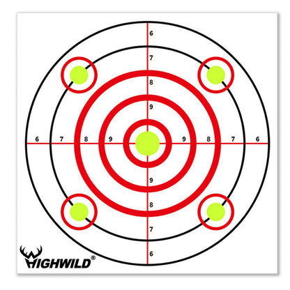 Highwild Bullseye Shooting Paper Targets - for Air Rifle/Airsoft Pistol Practice Bullet Traps - 11"x 11", 50 Pack