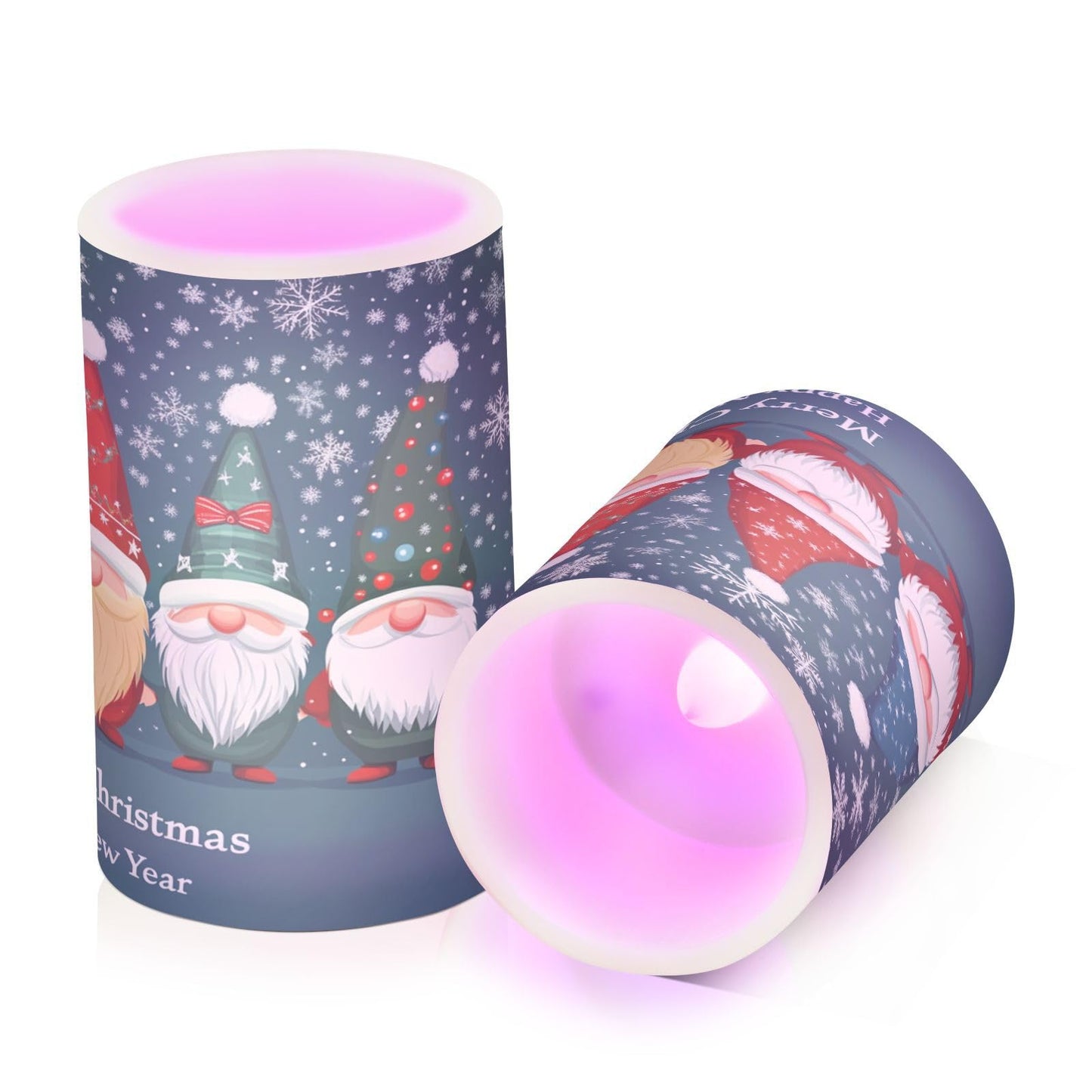 Eionryn Christmas Gnome Snowflakes Blue Flameless Candles Battery Operated LED Candles with Remote Timer Electric Candles for Home Party Decor 2pcs