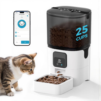 PAPIFEED Smart Automatic Cat Feeders: WiFi Pet Feeder with APP Control for Remote Feeding, Detachable for Easy Clean, Automatic Cat Food Dispenser with Alexa,1-30 Meals Per Day for Dog (6L/25Cup)