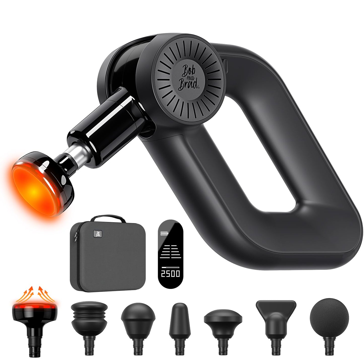 BOB AND BRAD D6 Pro Plus Massage Gun with Heat, Deep Tissue Percussion with 16mm Amplitude, Professional Muscle Massager Gun for Athletes, Quiet Electric Handheld Massager