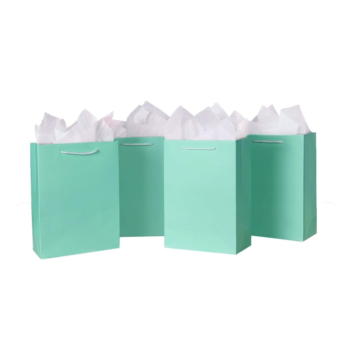 SHIPKEY 10 Pack Aquamarine Green Gift Bags with Tissue Paper | 8x4x11inch Bridesmaid Gift Bag, Wedding Paper Bag, Medium Shopping Bags for Gifts (20x10x28cm)