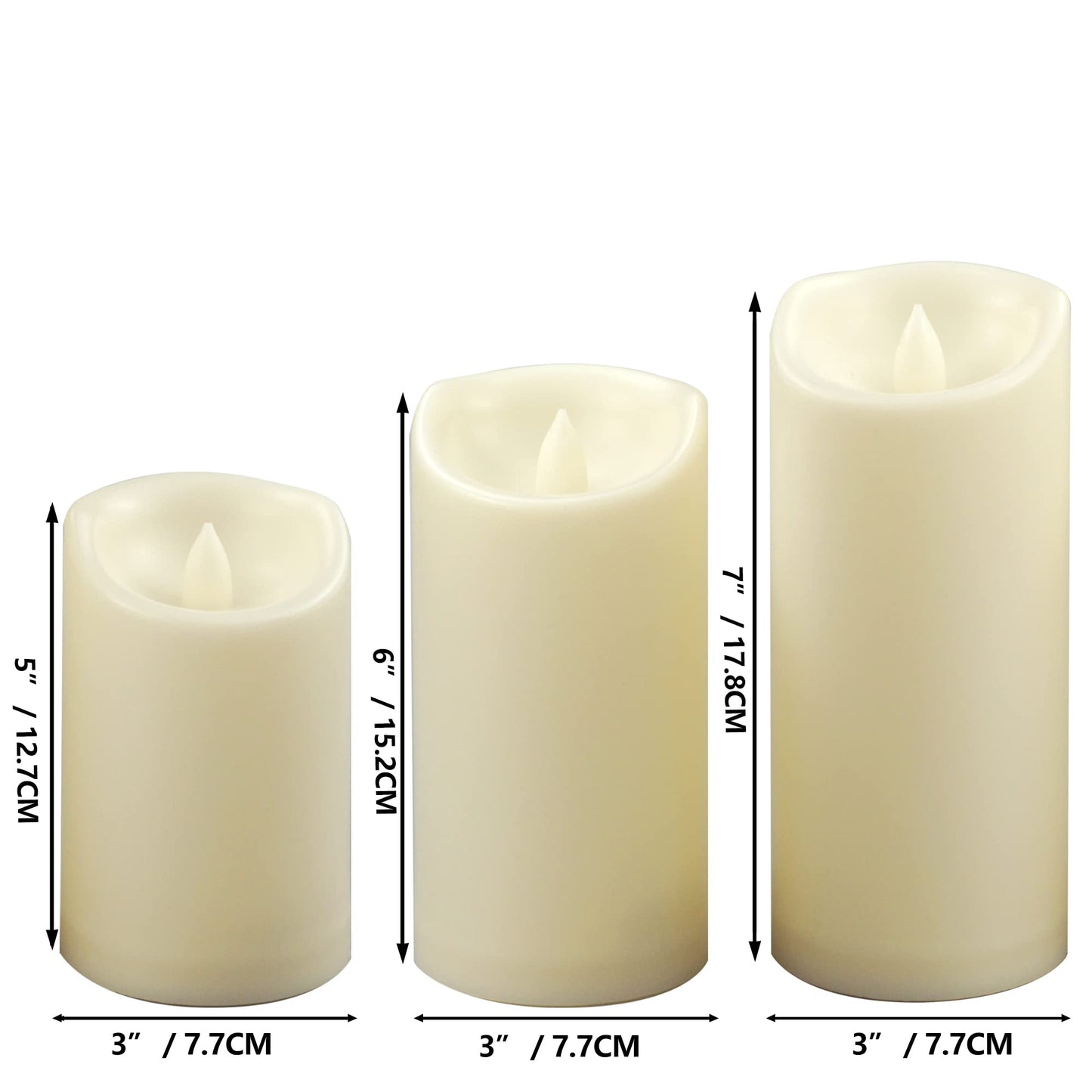 CANDLE CHOICE Waterproof Outdoor Battery Operated Flameless Pillar Candles with Timer Realistic Flickering Plastic Fake Electric LED Lights for Lantern Garden Wedding Christmas Decorations 3 Pack