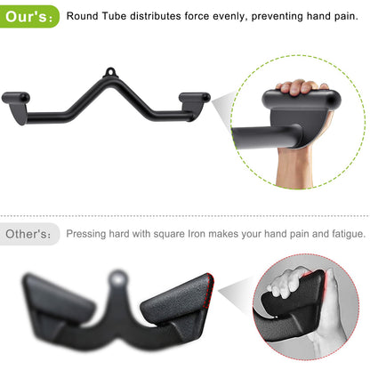 SELEWARE Multifunction-Grip LAT Pull Down Bars W/Heavy Duty Steel Tubing Structure Home Gym Workout Attachments Triceps Press Down Bar for Cable Machine Back Strength Training V-Bar Rowing Set Size L
