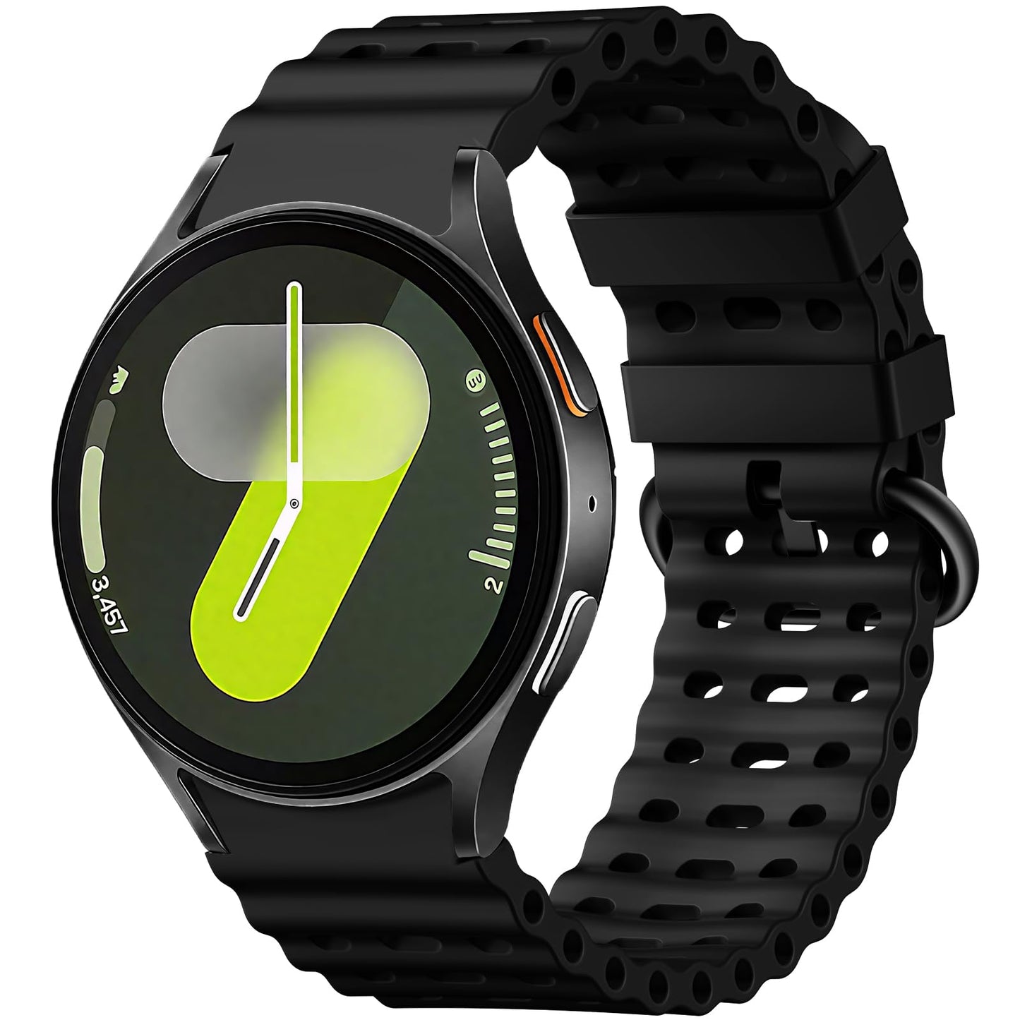 Sport Band for Samsung Galaxy Watch 7 5 4 6 FE 44mm 40mm/for Galaxy Watch 6/4 Classic 47mm 43mm 46mm 42mm/Watch 5 Pro 45mm, No Gap Breathable Soft Silicone Strap 20mm Replacement Men Women, Black