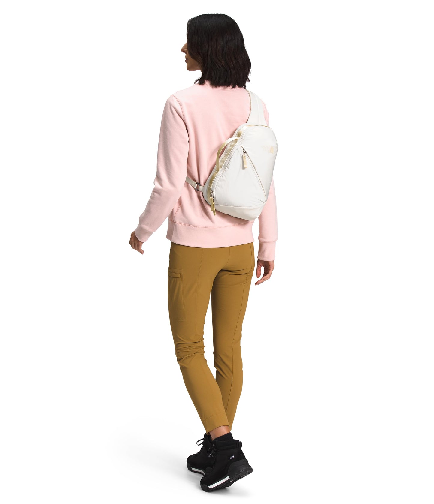 The North Face Women's Isabella Sling - Slim Carry Crossbody Bag with Large Main Compartment, Water-Repellent Finish, Gardenia White Dark Heather/Gravel-NPF, One Size