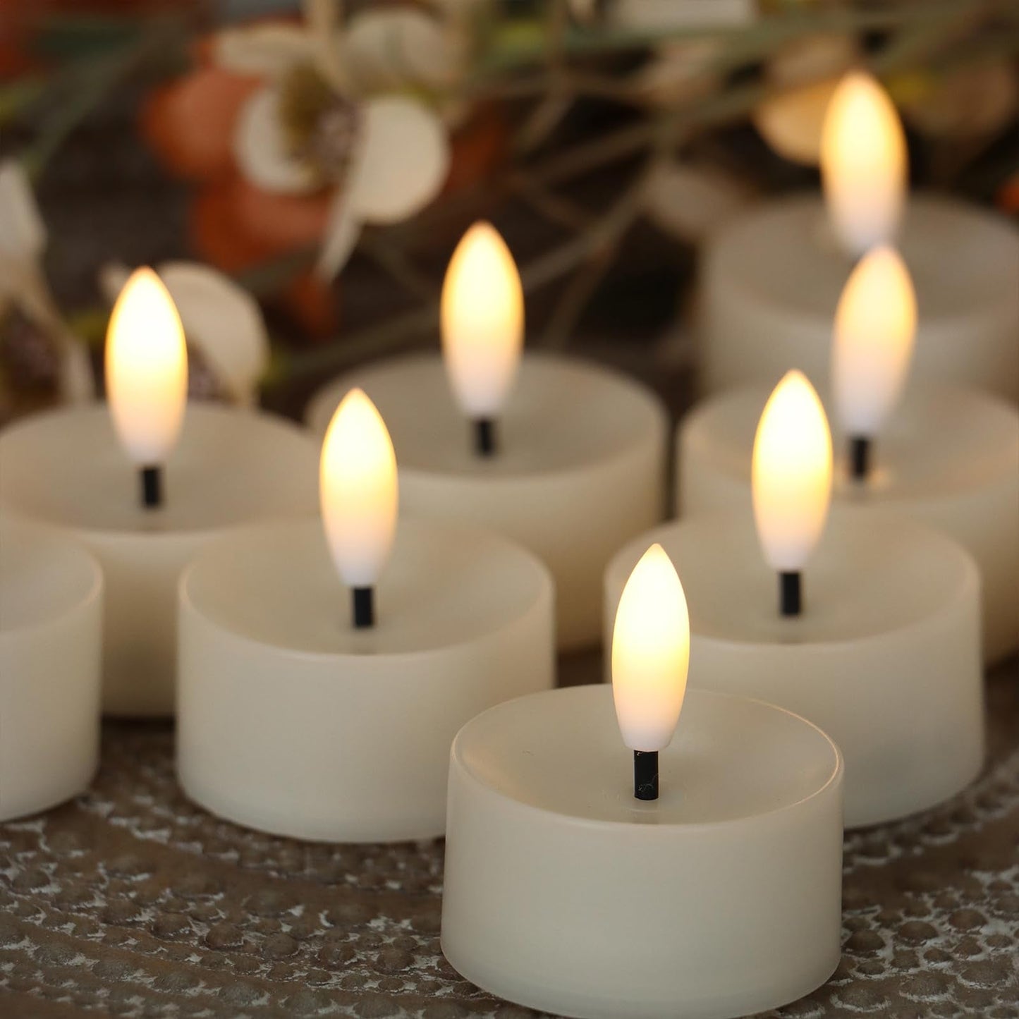 Flameless LED Tealight Candles, Battery Operated Fake LED Lights Electric Flickering Tea Lights for Wedding Party Halloween Christmas Party Theme Party, Holiday Decor Home Decorations, Set of 50