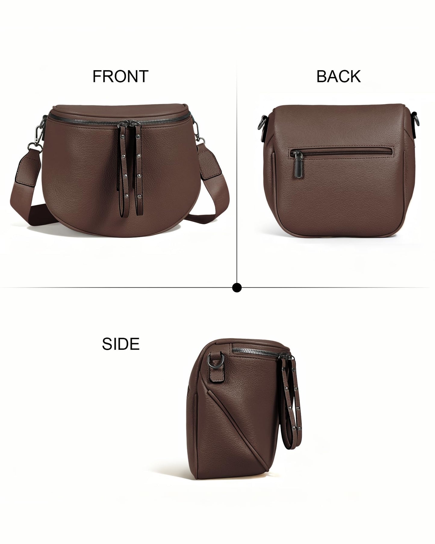CHERUBEL Crossbody Bags for Women, Large Vegan Leather Trendy Bum Bag (Chocolate Brown)