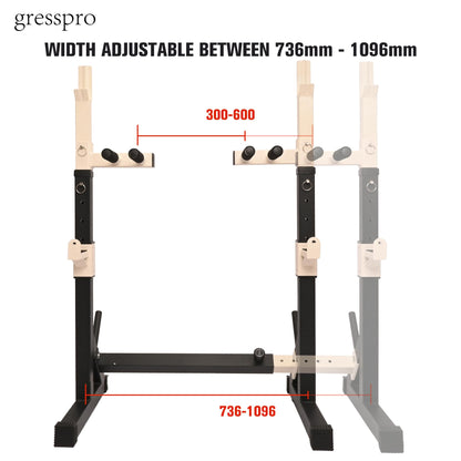 Gresspro Gresspro Barbell Rack Stand with Dip Bar Attachment - Multifunctional Adjustable Squat Rack, Heavy-Duty Dumbbell Rack, Strength Training Dip Station, Home Gym Equipment Max Load 550lbs