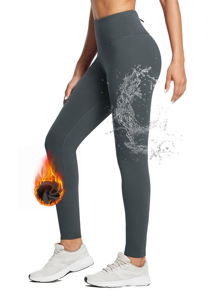 baleaf Fleece Lined Leggings for Women Water Resistant Thermal Hiking Pants Running Gear Skiing Tights Cold Weather Dark Grey M