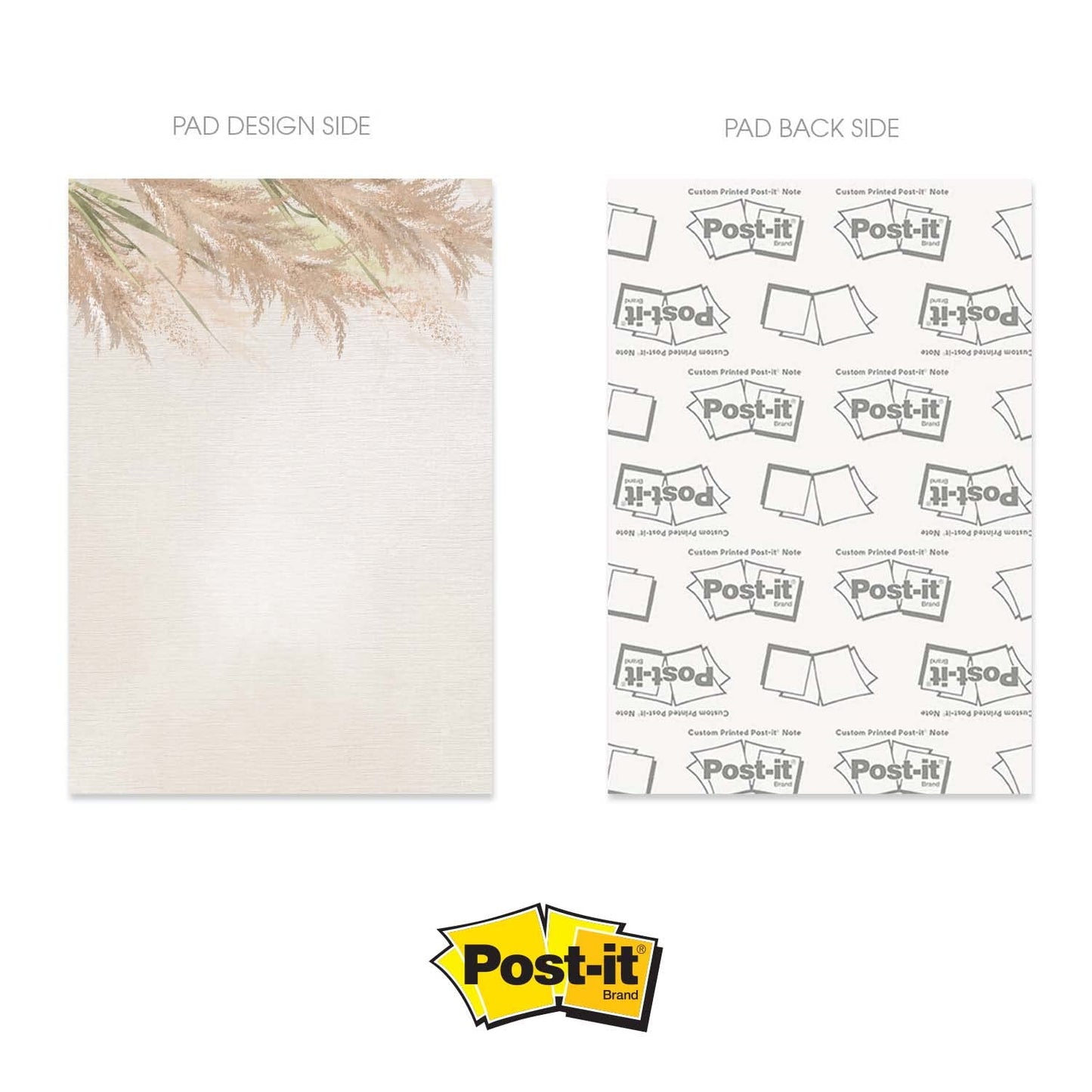 Pampas Grass Sticky Note Pads / 4" x 6" Repositionable Trendy Boho Sticky Notes / 50 Sheets Per Pad/Set of 5 Designs/Made in USA