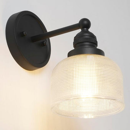 Black Wall Sconces Minimalist Bathroom Vanity Light with Hand-Blowing Clear Glass Modern Wall Sconce Light Lamps for Bathroom Mirror Living Room Bedroom Kitchen E26 Hardwire Indoor