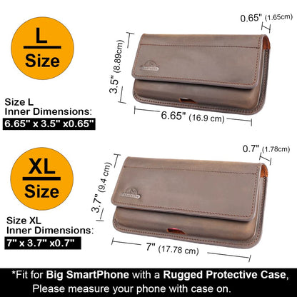 Topstache Leather Phone Holster for iPhone 17/16/15 Pro Max & Plus - Belt Clip Cell Phone Case for Galaxy S25/S24/S23 Ultra & Plus - Leather Belt Case - Fit Protective Case on, XL,Darkbrown