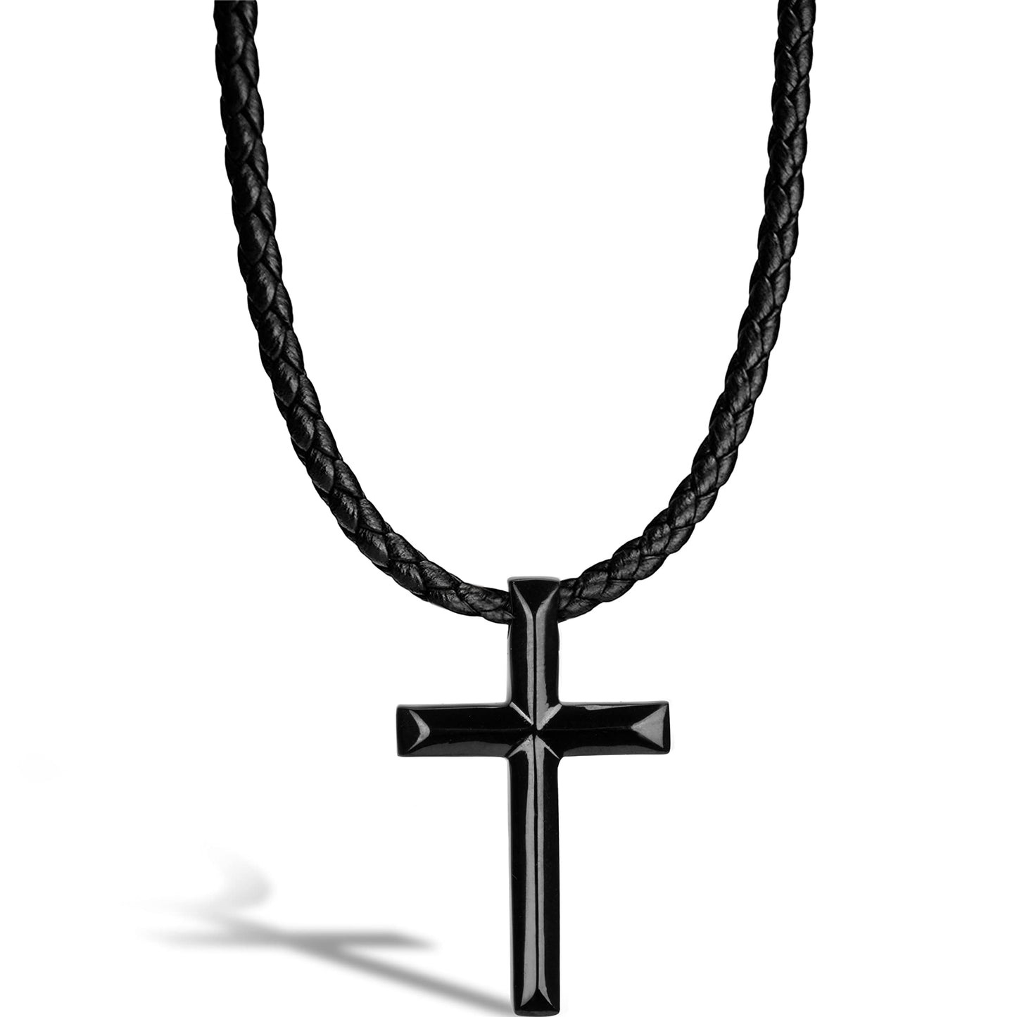 SERASAR Leather Chain Men Necklace with Pendant - 50cm Black Choker Jewellery Box for Real Locket Necklet