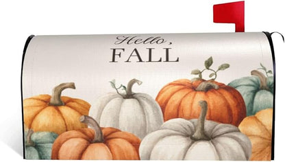 Festive Magnetic Mailbox Cover Pumpkin Fall Thanksgiving Outdoor Mailbox Protector Holiday Seasonal Decorative Garden Yard Home Standard Size 21 x 18 Inch