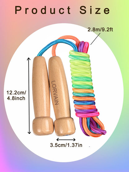 Lorvain Jump Rope for Kids, Adjustable Kids Jump Ropes for Girls Boys Toddler Fitness, Cotton Skipping Rope with Wooden Handle for Outdoor Fun Activities Exercise