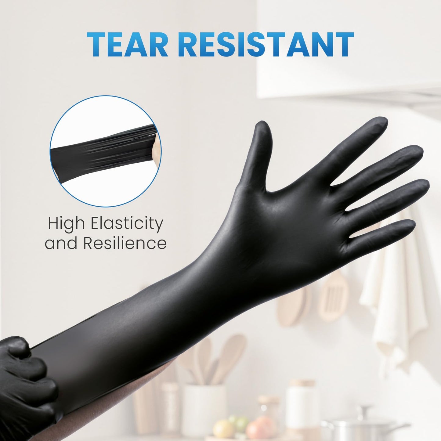 Borje Nitrile Gloves Large, 1000 Count Disposable Gloves, Black, Latex-Free Powder-Free, Medical Exam, Food Safe, Cleaning, Cooking