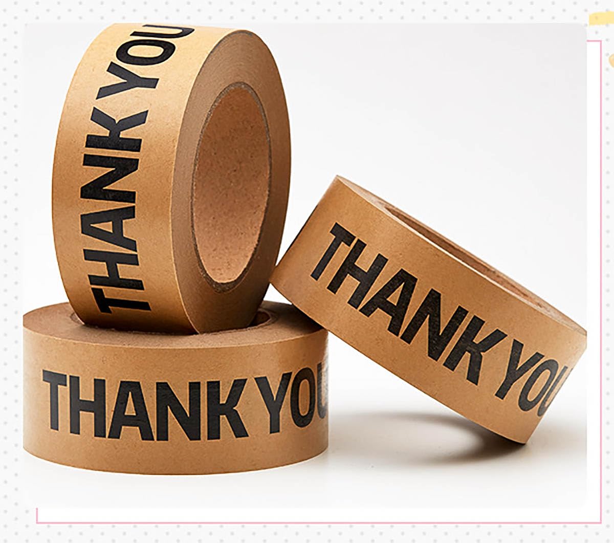 Arvakr Thank You Brown Paper Packing Tape, Designer Kraft Paper Tape for Small Business, Shipping Tapes for Sealing Boxes, Gifts, Thank You, 2" x 55 yd