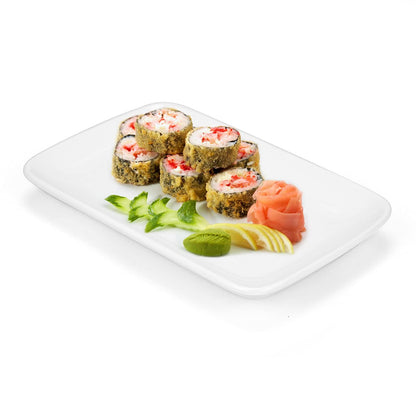 Foraineam 8 Pieces Rectangular Plates 8 Inch Porcelain Platters, Dessert, Appetizer, Salad Plates White Serving Trays