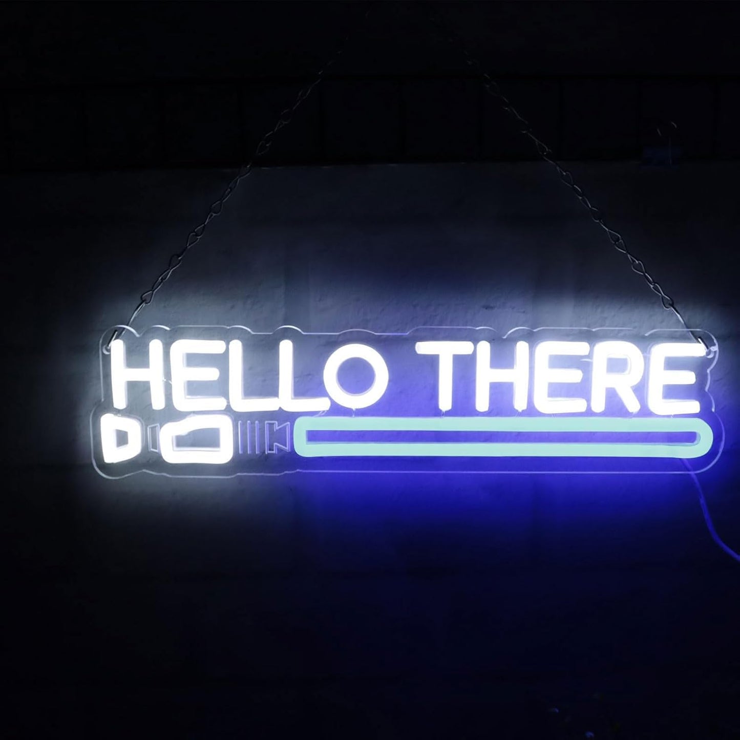 Pinlangdou Lightsaber Neon Sign Hello There Neon Sign Usb Power LED Swords Light Wall Decor for Bedroom Living Room Best Gifts for Men Fans