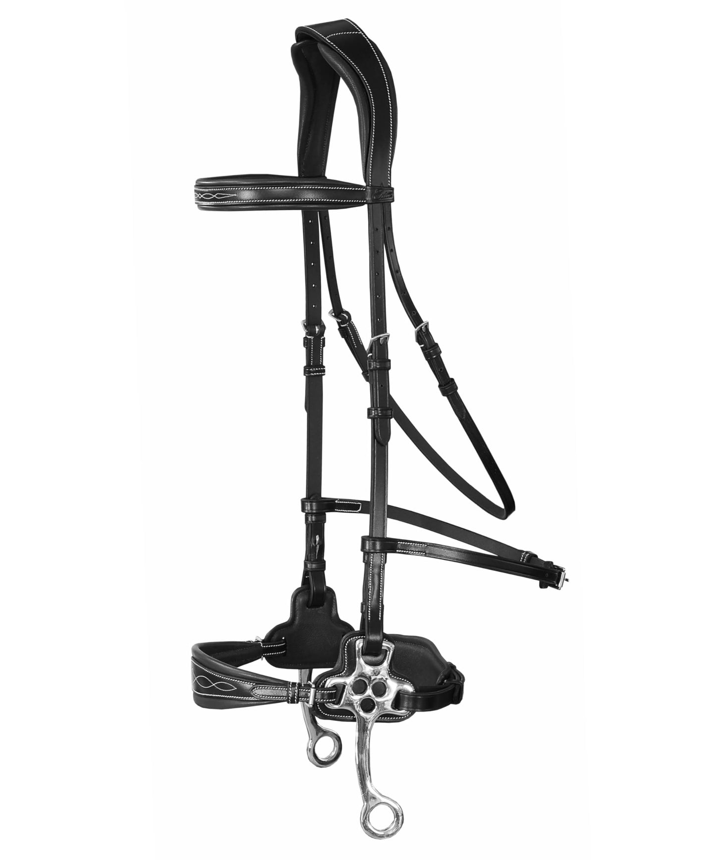 Exion Nova Hackamore Bridle – Anatomical Bitless Horse Bridle with Rubber Reins – Padded Anti-Pressure Crownpiece – Vegetable-Tanned Leather Bitless Bridle for Jumping & Training