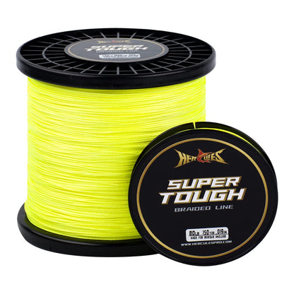 HERCULES Super Tough Braided Fishing Line 25 pounds Test Hi-Vis Yellow 25LB (1000 Yards) - 4 Strands
