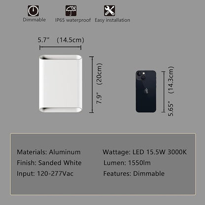 LED Wall Lights Outdoor Wall Sconces Dimmable 15.5W, IP65 Waterproof Porch Lights Up and Down Modern Wall Lamps, Patio Wall Light Fixture, 3000K 120-277V CRI 90+ (White)