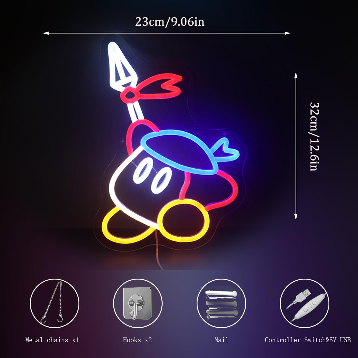 Gaming Neon Sign for Kids Bedroom Game Room, LED Anime Neon Sign Wall Art for Gaming Setup, Man Cave, Dorm or Bedroom Decor, Dimmable USB, Gift for Gamers Teens, Boys, Kids(spearboy)