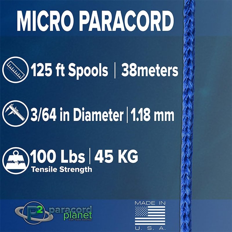Paracord Planet Micro Paracord – Thin Braided Cord for Crafting, Fishing, and DIY Projects in 125 ft Spools – Acid Purple