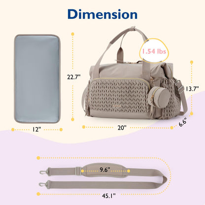 mommore Diaper Bag Tote, Large Capacity Travel Diaper bags, Hospital Bag for Labor Delivery, Baby Bag with Pacifier Case, Changing Pad