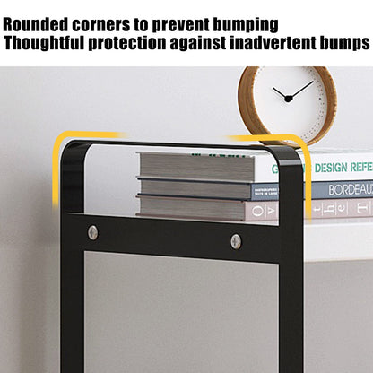 YGYQZ Wood Office Desk Shelf Organizer - Desktop Supplies Cute Dresser Top Organization Storage Rack and Cubicle Decor Aesthetic Bookshelf for Women Man and Kids (Black-Two Tier)